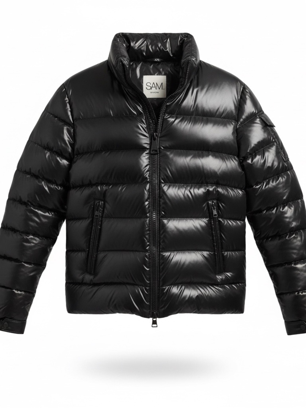 SAM. Black Shiny Quilted Puffer Jacket
